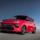 A red Kia Soul
